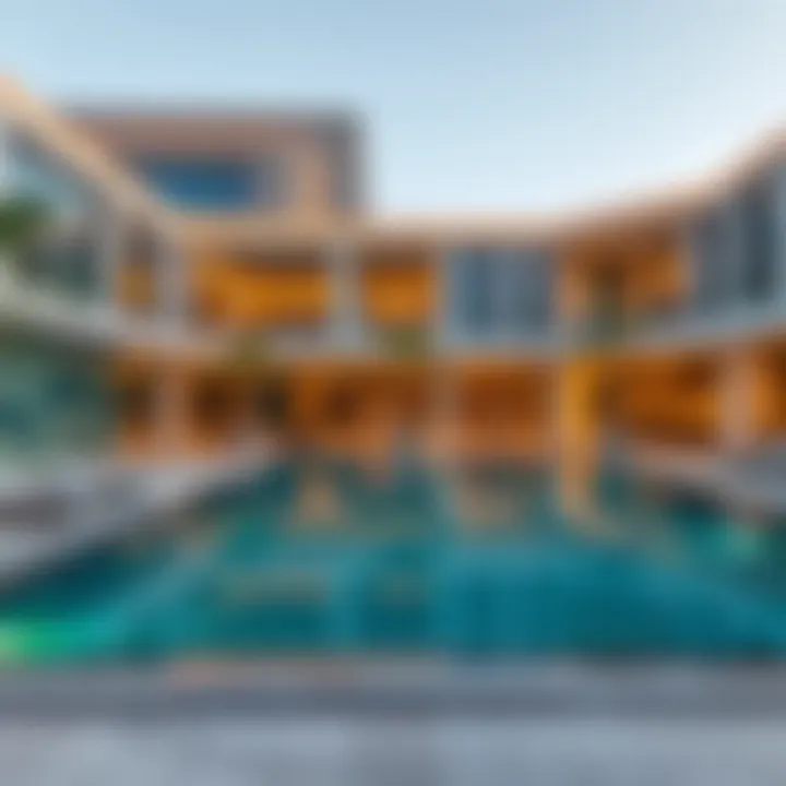 Exclusive Amenities at AAQ Tower View of high-end amenities such as the pool and fitness center in AAQ Tower