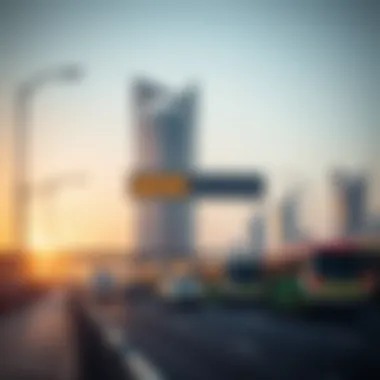 Transportation options available at the Abu Dhabi-Dubai border.