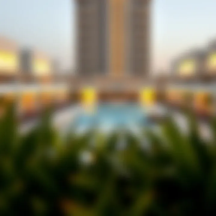 Luxurious amenities within Ajman Horizon Tower including a swimming pool and fitness center