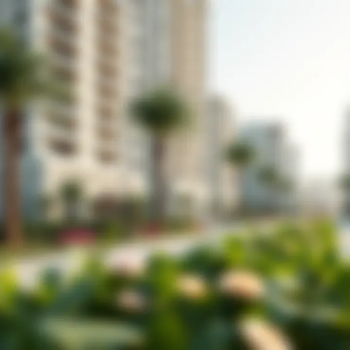 Landscaped Surroundings of Ajman Horizon Tower Beautifully landscaped surroundings of Ajman Horizon Tower highlighting community features.