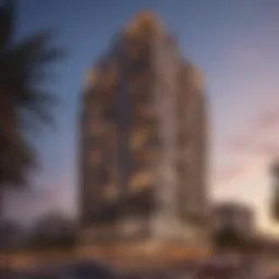 Stunning exterior view of Al Dana Tower showcasing its architectural elegance