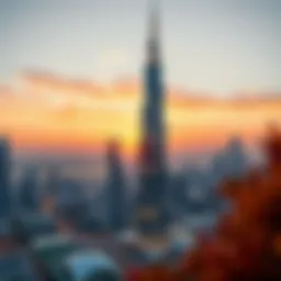 Stunning view of Al Naeem Tower against Dubai skyline
