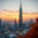 Al Naeem Tower at Sunset Stunning view of Al Naeem Tower against Dubai skyline
