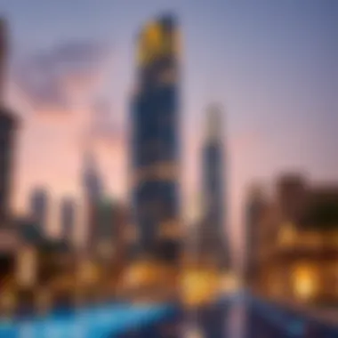 Architectural marvel of a skyscraper reflecting Dubai's skyline in Al Nakhil.