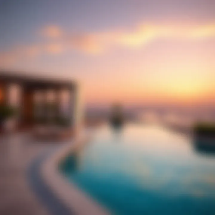 Stylish outdoor pool area featuring stunning views in Al Nakhil.