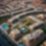 Aerial view of Aljada showcasing its architectural beauty and layout