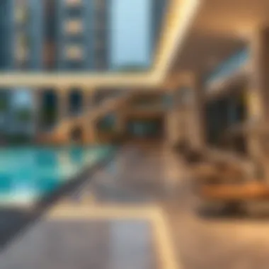 View of amenities including a pool and gym at Amani Residence Al Nahda 2