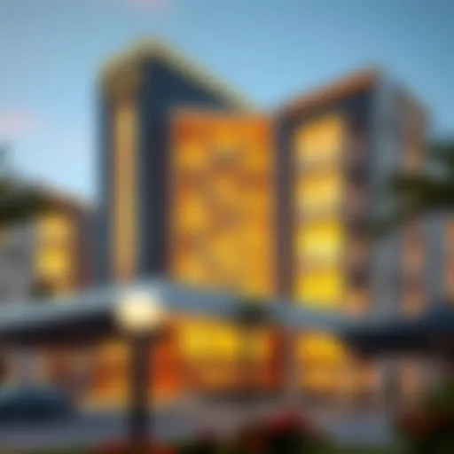 Stunning exterior view of Amwaj Building showcasing its modern architecture