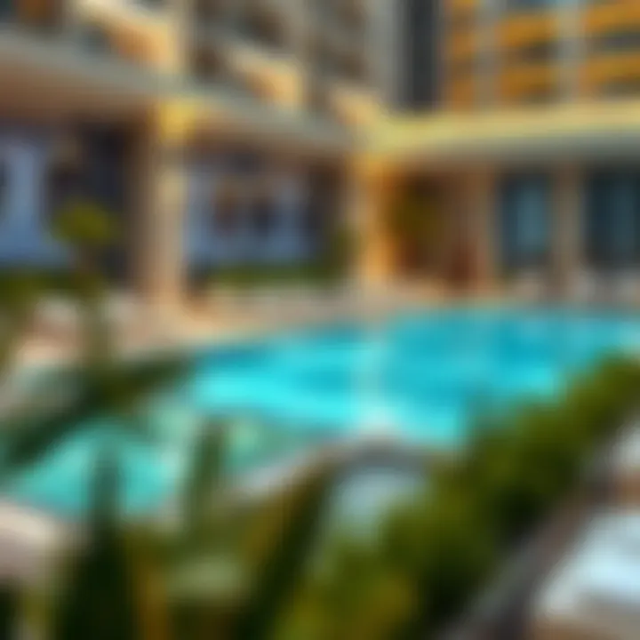 Amenities of Avari Building including pool and fitness center