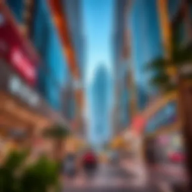 Vibrant Commercial Scene in Barsha Heights Modern shopping district in Barsha Heights