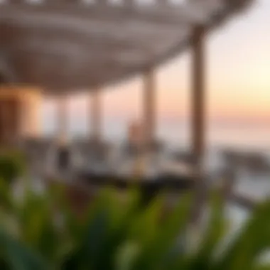 Elegant Beachfront Dining Experience Elegant dining setup with a view of the beach