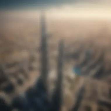 Aerial Perspective of Burj Khalifa Aerial view of the Burj Khalifa showcasing its architectural marvel