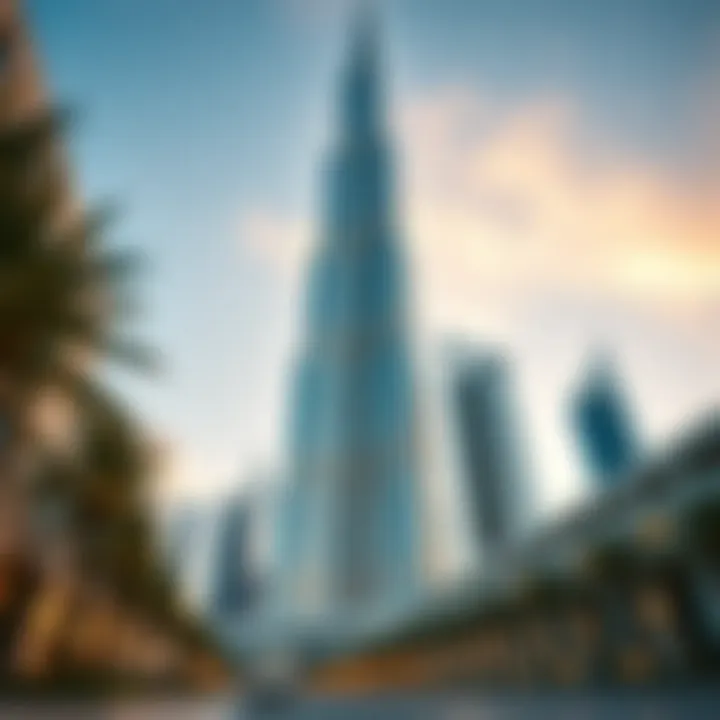 Close-up of Burj Khalifa's unique architectural design