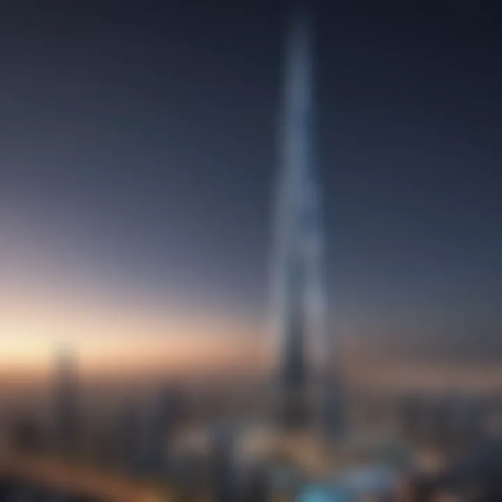 Detailed blueprint of the Burj Khalifa highlighting its structural engineering
