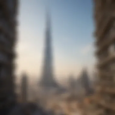 Construction site of the Burj Khalifa illustrating the building phase