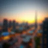 Luxurious view of Burjuman Spinneys skyline at sunset