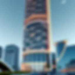 Exterior view of Churchill Tower showcasing its striking design