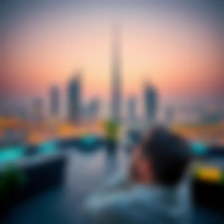 Como Tower's rooftop amenities overlooking the city