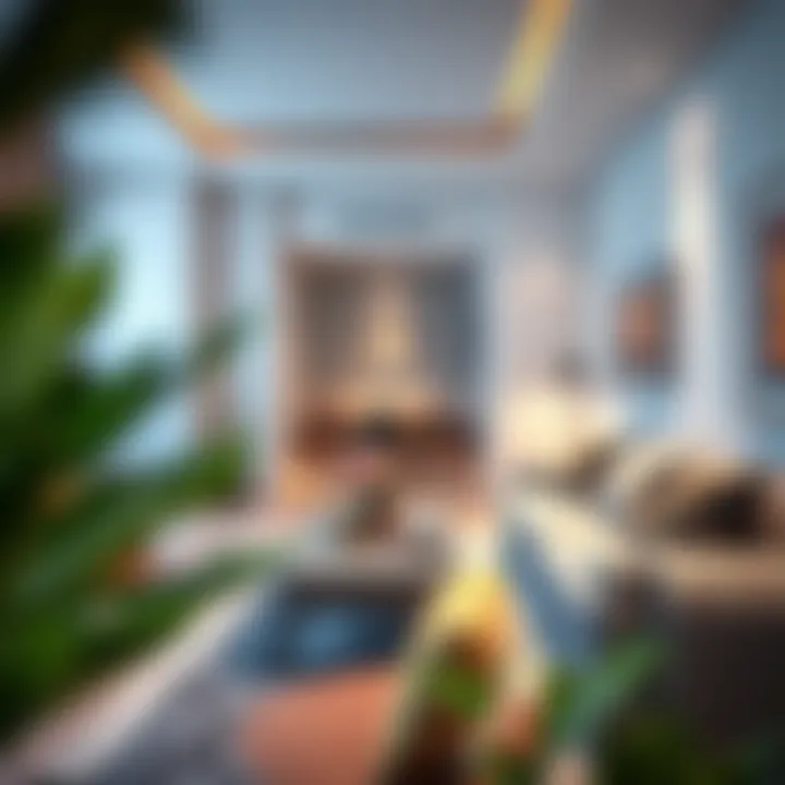 Cozy living area in a furnished studio with stylish furnishings