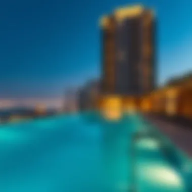 Luxurious swimming pool with panoramic marina views