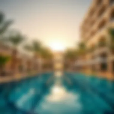 Luxurious swimming pool area at Damac Hills 2 hotel