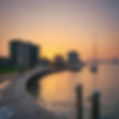 Breathtaking view of Deira Corniche waterfront at sunset