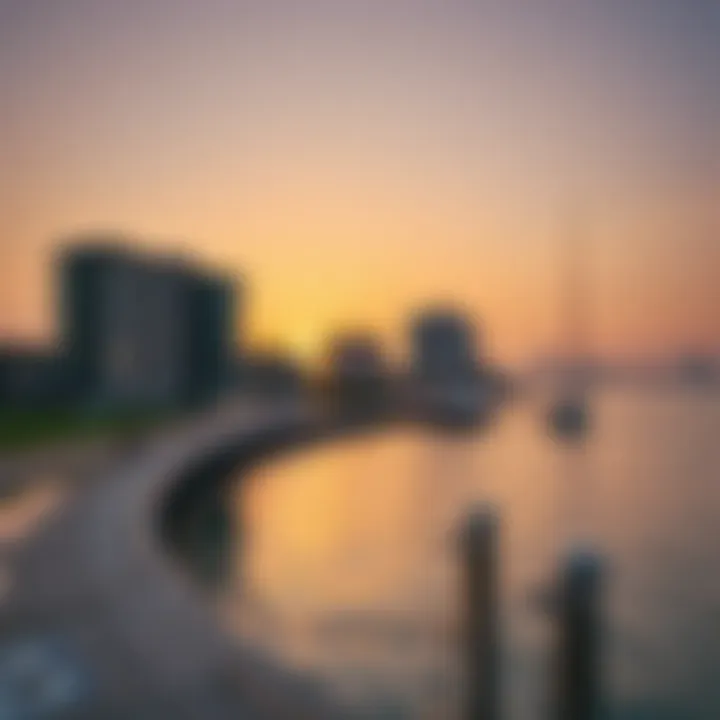 Breathtaking view of Deira Corniche waterfront at sunset