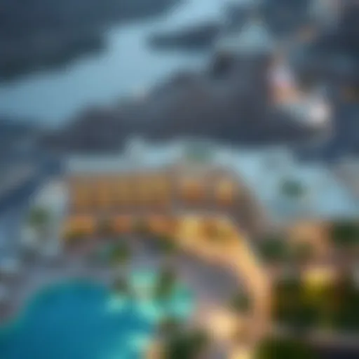 Aerial view of Dubai Hills Hotel showcasing its stunning architecture