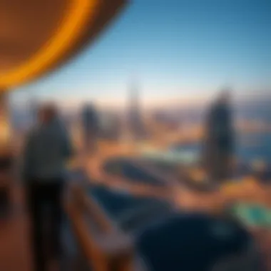 Breathtaking Dubai Skyline from Executive Bay Tower Panoramic view from a balcony showcasing Dubai skyline