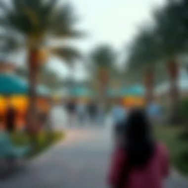 Community Life in Al Diyafah A vibrant community park bustling with activity