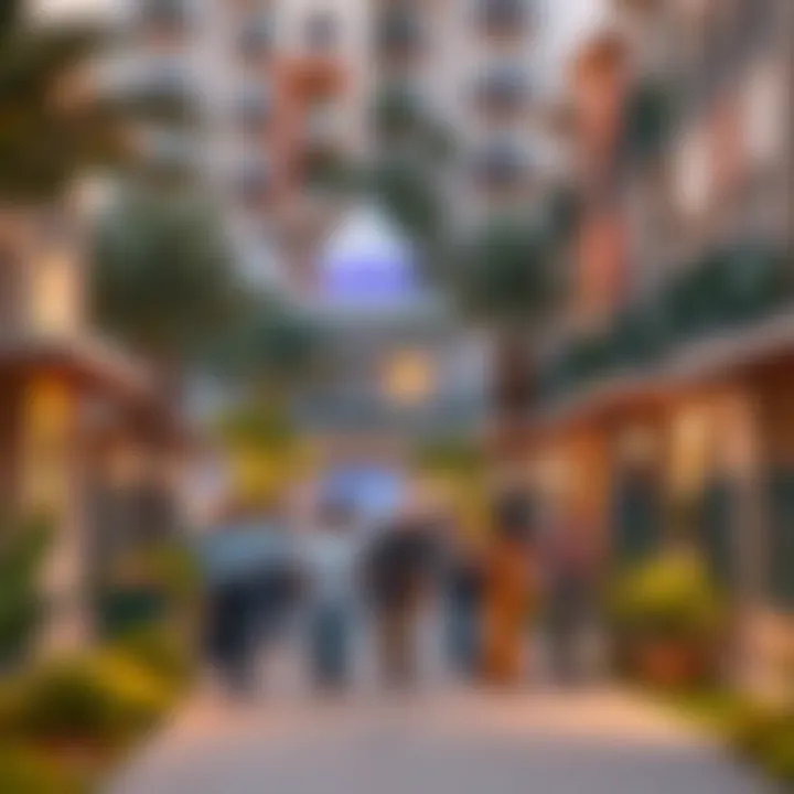 Community Life around Al Mamsha Alef Vibrant neighborhood surrounding Al Mamsha Alef highlighting community life