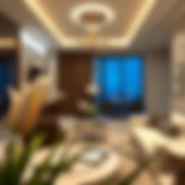 Sophisticated Interiors of Al Nahda 5 Elegant interior design of an apartment in Al Nahda 5 highlighting luxury finishes.