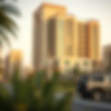 Vibrant neighborhood surrounding Al Raha Building