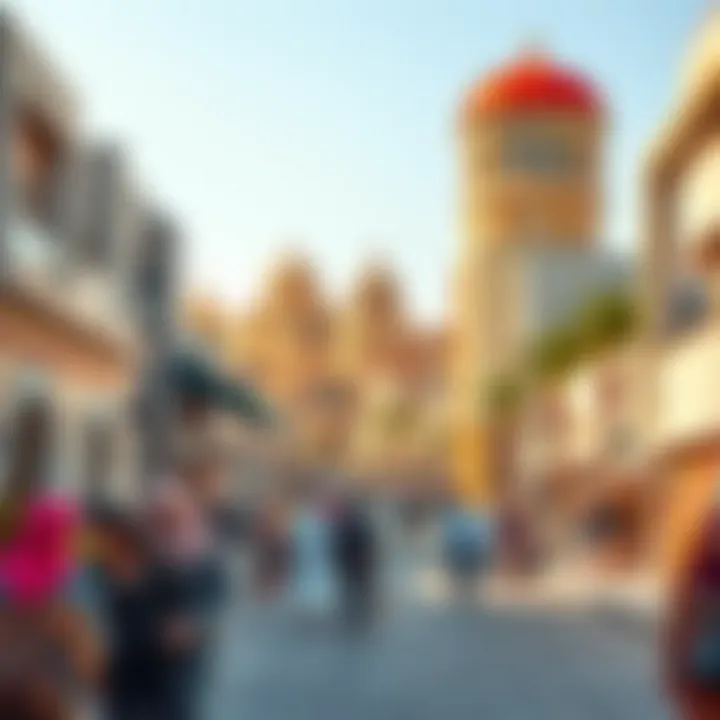 Vibrant community life in Al Warqa with cultural landmarks