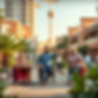 Vibrant community life with residents enjoying the amenities