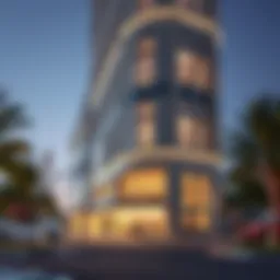 Exterior view of Bahwan Tower showcasing its architectural elegance