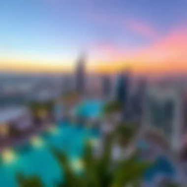 Panoramic view from the Botanica Tower rooftop pool