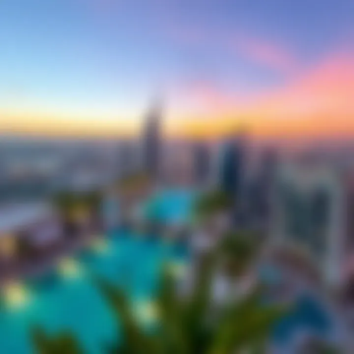 Panoramic view from the Botanica Tower rooftop pool