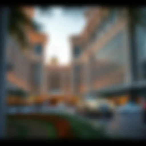 The stunning façade of Caesar's Palace Bluewater Dubai at sunset