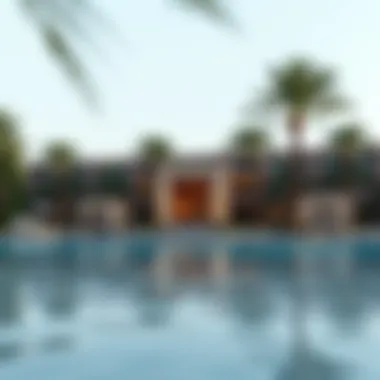 Leisure and Serenity by the Pool Relaxing pool area surrounded by palm trees and luxurious cabanas