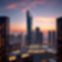 Stunning skyline view of Churchill Tower in Business Bay