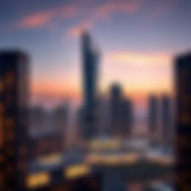 Stunning skyline view of Churchill Tower in Business Bay