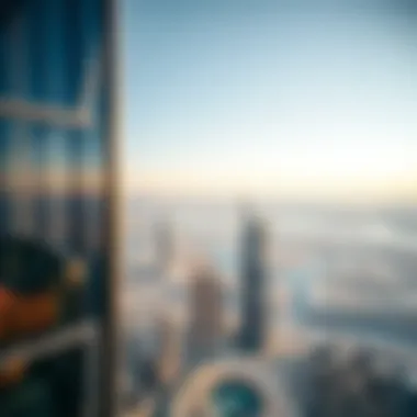 View from D1 Tower's Observation Deck Panoramic view from the D1 Tower's observation deck, revealing the breathtaking Dubai landscape
