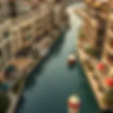 Aerial view of the Dubai Venice Canals showcasing the unique waterways and luxurious apartments