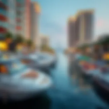 Luxurious Living at Dubai Venice Canals Luxurious lifestyle elements such as yachts and recreational activities on the canals