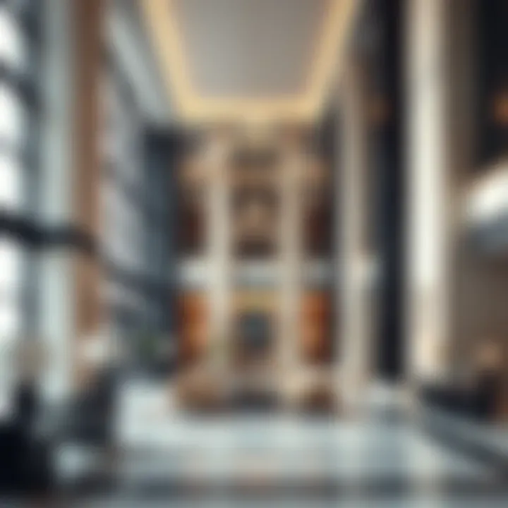 Luxurious lobby interior of Dulf Tower