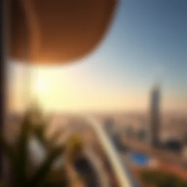 Panoramic balcony view from a Dulf Tower apartment