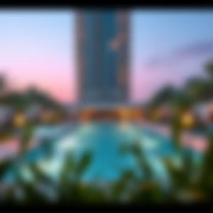 Dulf Tower pool area with lush surroundings