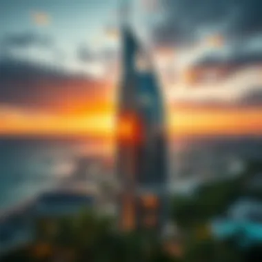 Stunning view of Dulf Tower at sunset