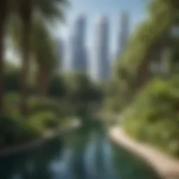 Lush greenery in Jumeirah Lakes Towers Park